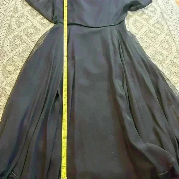 Georgia Bullock Vintage 1960’s Sheer Silk Overlay Black Midi Dress Sz Small. - Picture 13 of 13